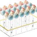 Cake Pop Stand 24 Holes Lollipop Display Stand, Acrylic Clear Cake Pop Holder Lollipop Display for Dessert Table Weddings Birthday Party Halloween Candy Decorative