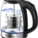 ShanSon Electric Kettle with Tea Infuser 1.7L Temperature Control Glass Electric Tea Kettle 1500W Fast Heating Water Boiler BPA Free Electric Teapot with 7 Presets Auto-Off & Boil-Dry Protection (Clear)