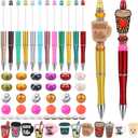 WEWAYSMILE 12 Set Beadable Pen Kit DIY Pens Plastic Beadable Pens Cute Various Silicone Beads Spacer Beads Suitable For Office School Gifts Handicrafts Office SuppliesCoffee Style