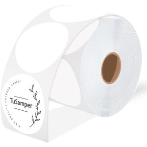 3 Inch Round Thermal Printer Label Stickers Self-Adhesive Circle Convenient Multi-Purpose Blank 3" Sticker Roll for Family Classification, DIY Envelope and Gift Sealing, White (500Pcs)