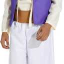 Angelaicos Mens Arab Prince Costume Fairy Tale Suits Halloween Cosplay Party Hat (Medium, Purple)