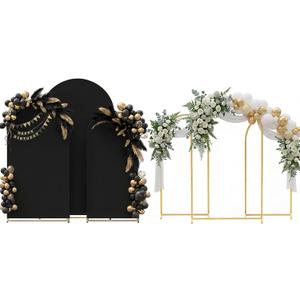 Toolterritary Set of 3 Metal Arch Backdrop Stand with Cover Set, (8FT, 7.2FT, 6.6FT Wedding Arch and Cover Set), Backdrop Arch for Party, Baby Shower, Birthday, and Graduation Ceremony