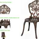 Bistro Set 3 Piece Rustproof Cast Aluminum Patio Furniture Sets 2 Chairs and 1 Round Table Outdoor, Garden, Patio, Balcony, Bronze, Carved Chair Set