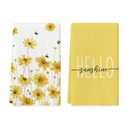 Artoid Mode Yellow Flowers Bee Hello Sunshine Spring Kitchen Towels Dish Towels, 18x26 Inch Summer Holiday Decoration Hand Towels Set of 2