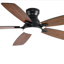 JSAITEE Ceiling Fans with Lights, 52 Inch Low Profile Ceiling Fan with Light and Remote Control, Flush Mount, DC Reversible Motor, Noiseless, Brown 6 Speeds Ceiling Fan for Bedroom