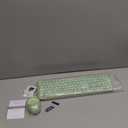 Wireless Keyboard and Mouse Combo, Colorful Ergonomic Full Size Retro Low-Noise Keyboard with Cute keycaps, Compatible with Windows, PC, Perfer for Home and Office Keyboards (Green)