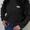 Saodimallsu Womens Sweaters Crew Neck Long Sleeve Knit Contrast Piping Stripe Lightweight Casual Fall Pullover Tops 2025 (Black)