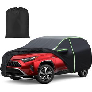 Mixsuper Liner Car Cover for Toyota RAV4 1994-2026, 7 Layers Waterproof Car Cover Accessories for RAV4 with Zipper Door, Windproof Straps, Reflective Strips, Anti-UV, All Weather