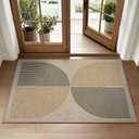Lahome Rainbow Easy Jute Rug, 2x3 Entryway Rug Indoor Outdoor Front Door Mat, Farmhouse Neutral Non Slip Non Shedding Washable Kitchen Mats for Floor Foyer (Nature/Bi-color Rainbow)