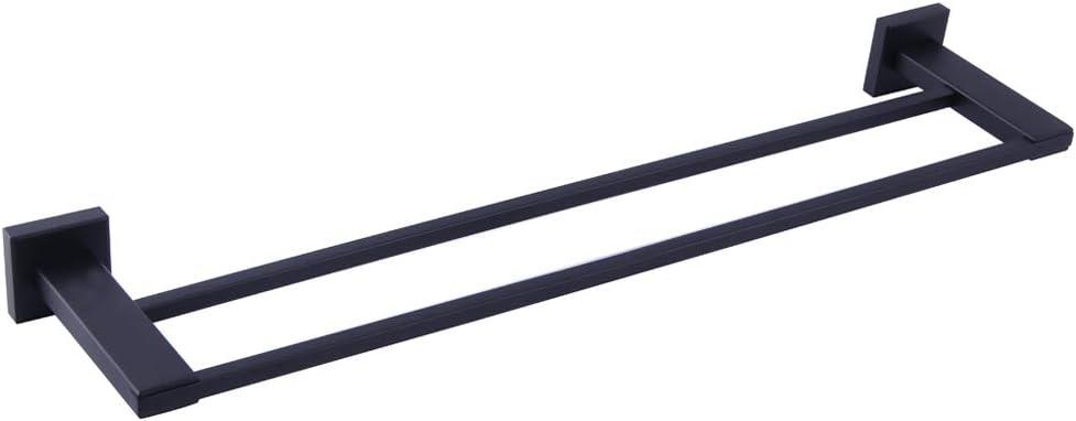 GERZWY 24-Inch Matte Black Bathroom Double Towel Bar SUS 304 Stainless Steel Bath Towel Bar Modern Style Wall Mount JG1902C60-BK