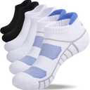 Lapulas Athletic Running Ankle Socks, Low Cut Cushioned Anti-Blister Tab Sports Socks Men Women 6Pairs (Small, New White)
