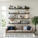 Long Wall Shelf,Large Floating Shelves for Wall,Wood Floating Bookshelves Hanging,Book Storage Display for Living Room Bedroom Office Bathroom Decor,4 Pack,36 Inch,Rustic Black