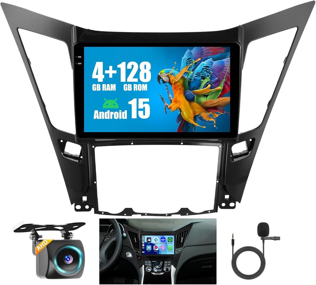 4+128G Radio for Hyundai Sonata 2010-2015, 9" Touch Screen for Sonata Bluetooth Radio with Wireless CarPlay/Android Auto, 5GHz WiFi, Bluetooth 5.0, EQ, GPS Navigation, 1280 * 720, Backup Camera
