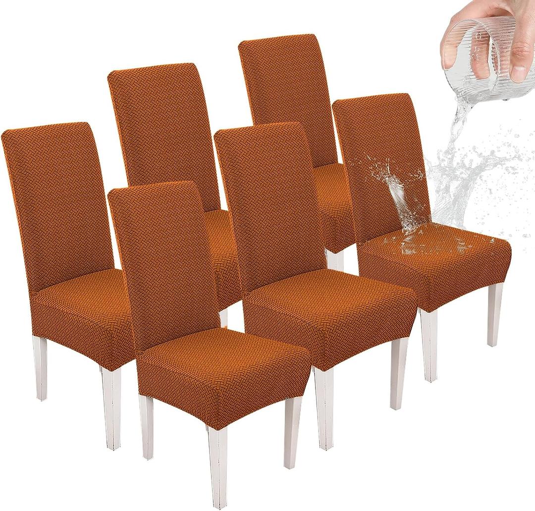 Parsons Dining Chair Cover, Detachable, Retractable, Sofa Chair Cover (6, Rust Color)
