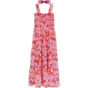 Speechless Girls' Sleeveless Smocked Maxi Sundress (12, Orange/Pink)