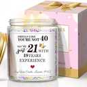 40th Birthday Gifts for Her: Happy 40th Birthday Candle with Sprinkles, Unique Gifts for Women, Sisters, Best Friends, Wives, Coworkers Turning 40