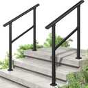 ROOMTEC 2 Pack 3 Step Handrails for Outdoor Steps, Safety Outdoor Handrails for Exterior Steps, Black Stair Railing Kit (2-3 Steps Handrail)