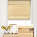 LazBlinds No Drill Cordless Bamboo Roman Shades, 28.5" W 64" H, Natural