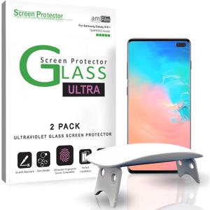 amFilm Ultra Glass Screen Protector for Galaxy S10 Plus, Tempered Glass, 2 Pack