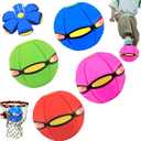 Magic Ball, Flying Saucer Bouncy Ball - Two Modes to Switch Freely, 6 LED Lights, Parent-Child Interaction, Indoor and Outdoor Holiday Games (Green + Blue + Purple + Red)