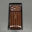 KANGHAR Compatible with iPhone 17 Pro Max Case 2025, Silicone Stripes Cute Pattern, Wristband Kickstand Camera Protection Soft Slim Cover for Girls Women -Brown