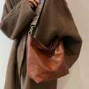 Hobo Bag for Women Crossbody Handbags Large Designer Ladies Bucket Purse PU Leather Shoulder Bags with Wide Shoulder Strap (One Size, Black)