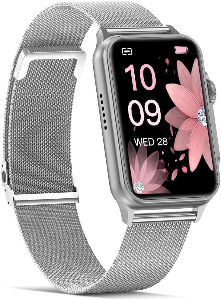 FITVII Nexa Fitness Tracker Answer/Make Calls, Smart Watch with Blood Pressure, Blood Oxygen, 24/7 Heart Rate Monitor, 120+ Sport Mode Activity Tracker with Step Counter, Sleep Tracker for Women Men (Silver)