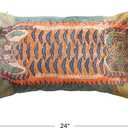 Creative Co-Op Cotton Velvet Blend Tiger Lumbar Pillow with Tassels, Multicolor, 24L x 14W x 0.5H inches