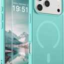 SUPFINE Magnetic for iPhone 17 Pro Max Case (Compatible with MagSafe)(Military Grade Drop Protection) Translucent Matte Shockproof with Anti-Fingerprint Phone Cover,Blue Green