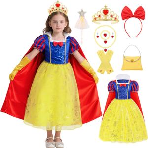 Girls Halloween Costume Set for Princess Costume Kids Cute Dress Birthday Outfits Gift (130/(6-7 Years))