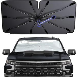 [2026 Upgraded] Windshield Sun Shade Umbrella, Foldable Car Sunshade for Trucks & SUVs with UV Protection, Heat Insulation & Automotive Interior Sun Protection for Outdoor Parking Camping (X-Large)