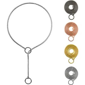 Heavy Duty Dog Choke Collar Slip Dog P Chain Snake Collar Plating Anti-Rust Dog Training Collars for Small Large Dogs Black/Gold/Silver/Rose Gold 15.5in-29.5in (27.5in, Silver)