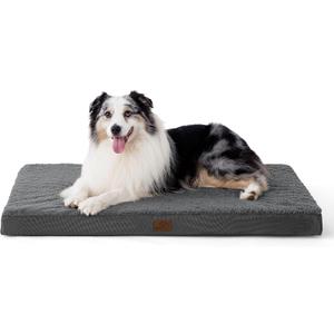 Bedsure XL Dog Bed for Crate - Large Comfy Flat Pet Beds with Removable Washable Cover, Orthopedic Egg Crate Foam Crate Mat, Suitable for Pet Up to 90 lbs (Dark Grey)