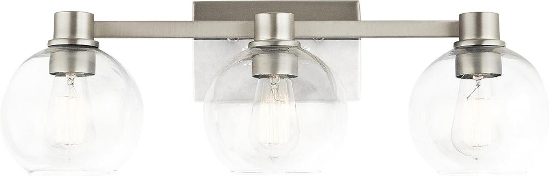 Kichler Harmony 24.5" Vanity Light in Brushed Nickel, 3-Light Traditional Bathroom Vanity with Clear Glass, (24.5" W x 8.25" H), 45894NI