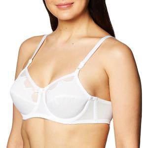 Bali Women's Full-Coverage Underwire Bra, Full-Frame Lifting and Smoothing Underwire Bra (48DDD, White)