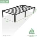 Twin Size Bed Frame, 14 Inch Heavy Duty Metal Platform Bed Frame, Noise Free Steel Mattress Foundation, No Box Spring Needed, Spacious Under Bed Space