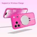 AIGOMARA Phone Case for iPhone 17 Pro 6.3 Inch [Compatible with MagSafe] Hot Pink Magnetic Kickstand Case with Screen Protector Soft TPU + Hard PC Shockproof Phone Cover for Women Men