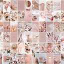 Wall Collage Kit Aesthetic Pictures, Pink Room Decor for Teen Girls, VSCO Posters for Bedroom, Dorm Photo Wall Art, Rosy Collage Prints Kits (60 Set 4x6 inch)