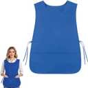 Blue Smock Apron Cobbler Apron with Pockets, Work Aprons Adjustable Side Ties Smock Hair Stylist Aprons for Woman Man Kitchen Cooking Art Painting Housekeeping