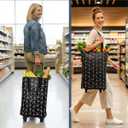Rolling Shopping Bag, Small Shopping Cart with Wheels,Collapsible Portable Waterproof Tote for Market & Grocery Runs–Gift for Women & Seniors (Black)