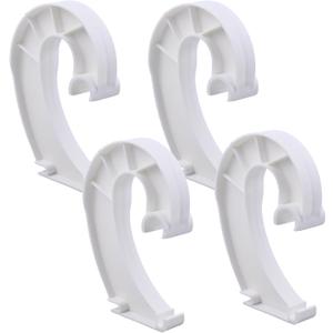 4 Pcs Hanging Closet Rod Maid Supports Accessories, 3/4 Closet Shelf Rod Holder, J-Shaped Shelf Brackets for Hanging Clothes, Adjustable Rod Holders for Closet Storage & Curtains