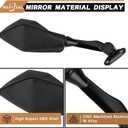Motorcycle Rear View Mirrors for Kawasaki Ninja 400 300 650 500 250 ZX6R 636 EX400 EX300, 360 Rotating ABS Racing Side Mirror Replacement, Compatible with Ninja 2011-2025 Accessories