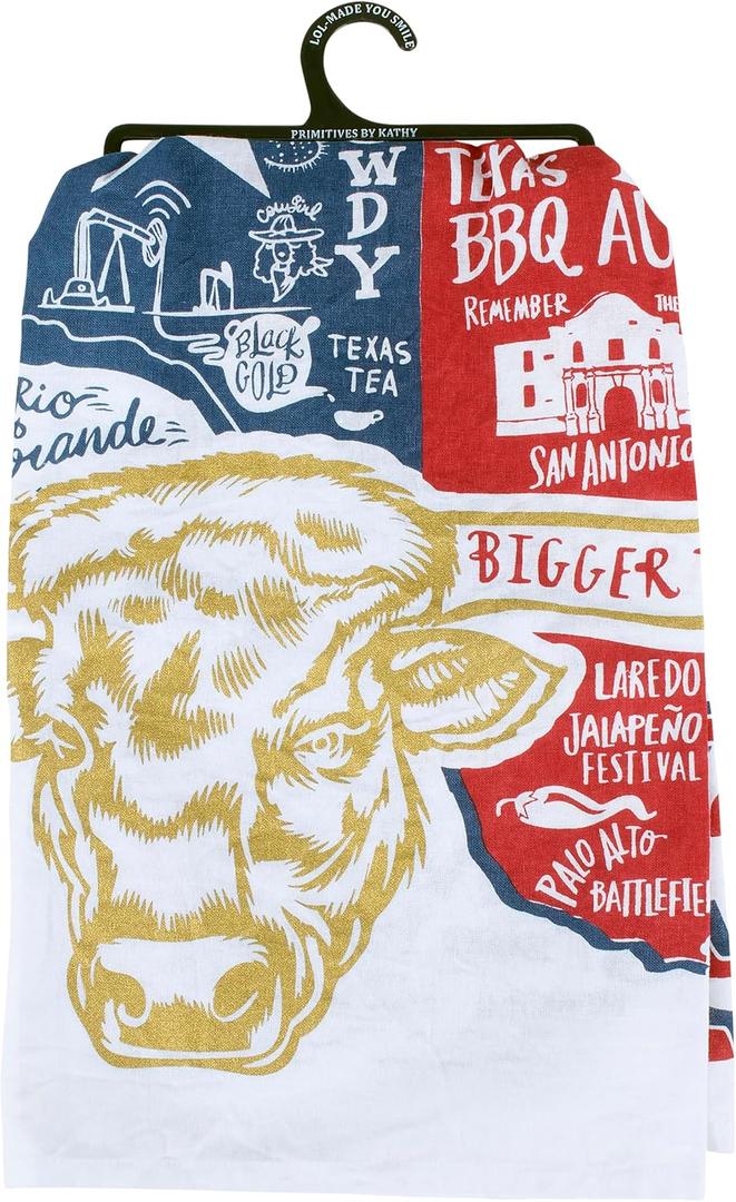 Primitives by Kathy LOL Made You Smile Dish Towel, Super Texas 28.00" x 28.00" (Small)