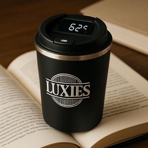 Luxies Smart Lid Coffee Bottle Mugs Flask 380ml (12.8 oz) Digital Temp Display Stainless Steel Spill Proof Lid for Hot & Cold Drinks
