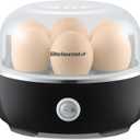 Elite Gourmet EGC115B Easy Egg Cooker Electric 7Egg Capacity, Soft, Medium, HardBoiled Egg Cooker with Auto ShutOff, Measuring Cup Included, BPA Free, Classic Black