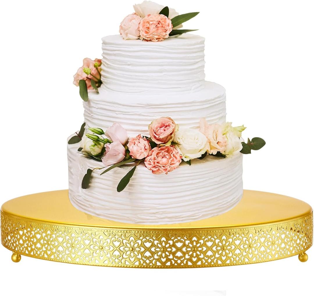 Wenqik Cake Stand 18 Inch Round Metal Cupcake Dessert Wedding Cake Stand Cookies Display Holder Fruit Serving Tray for Table Wedding Birthday Anniversary Party(Gold)