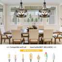 5-Light Farmhouse Chandelier, 17.72" Rustic Drum Dining Room Light Fixture, Bronze Chandeliers Hanging Pendant Lighting, Industrial Candle Chandeliers for Living Room Kitchen Entryway Bedroom, 17.72"【E12】