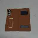 Magnetic for Samsung Galaxy Z Fold 7 Case Leather with Hand Strap Kickstand See Calls & Time Without Opening [Fit for MagSafe] Phone Cover Zfold 7 Case with Smart Screen View Window Brown