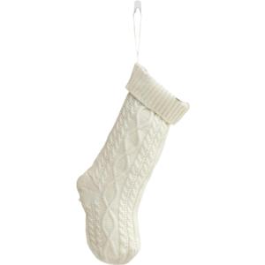 12 Inch Cable Knit Christmas Stockings Personalized Christmas Decorations Indoor Bulk Knitted Fireplace Stocking Hanging Ornaments for Tree Mantle Stair Railings Xmas Home Party Supplies, White