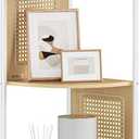 VASAGLE 5-Tier Corner Shelf Stand, Boho Corner Bookshelf with Polyrattan Sides, Plant Stand for Living Room Bedroom Study Kitchen, Oak Beige ULLS588Y57